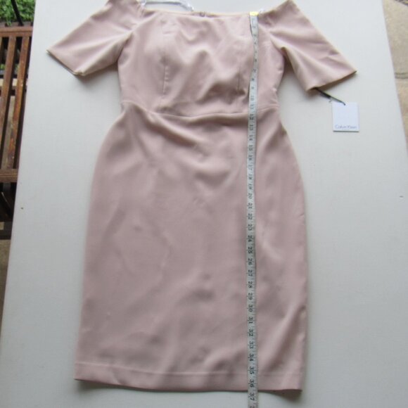 Calvin Klein Women's Solid Off The Shoulder Neckline Short Sleeves Sheath Dress - Picture 11 of 14